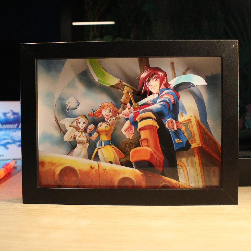 Dioramax - Cadre lumineux LED Skies of Arcadia | Déco Gaming-room | Tableau lumineux | Affiche jeux vidéo | Idée cadeau gamer | Retro-gaming