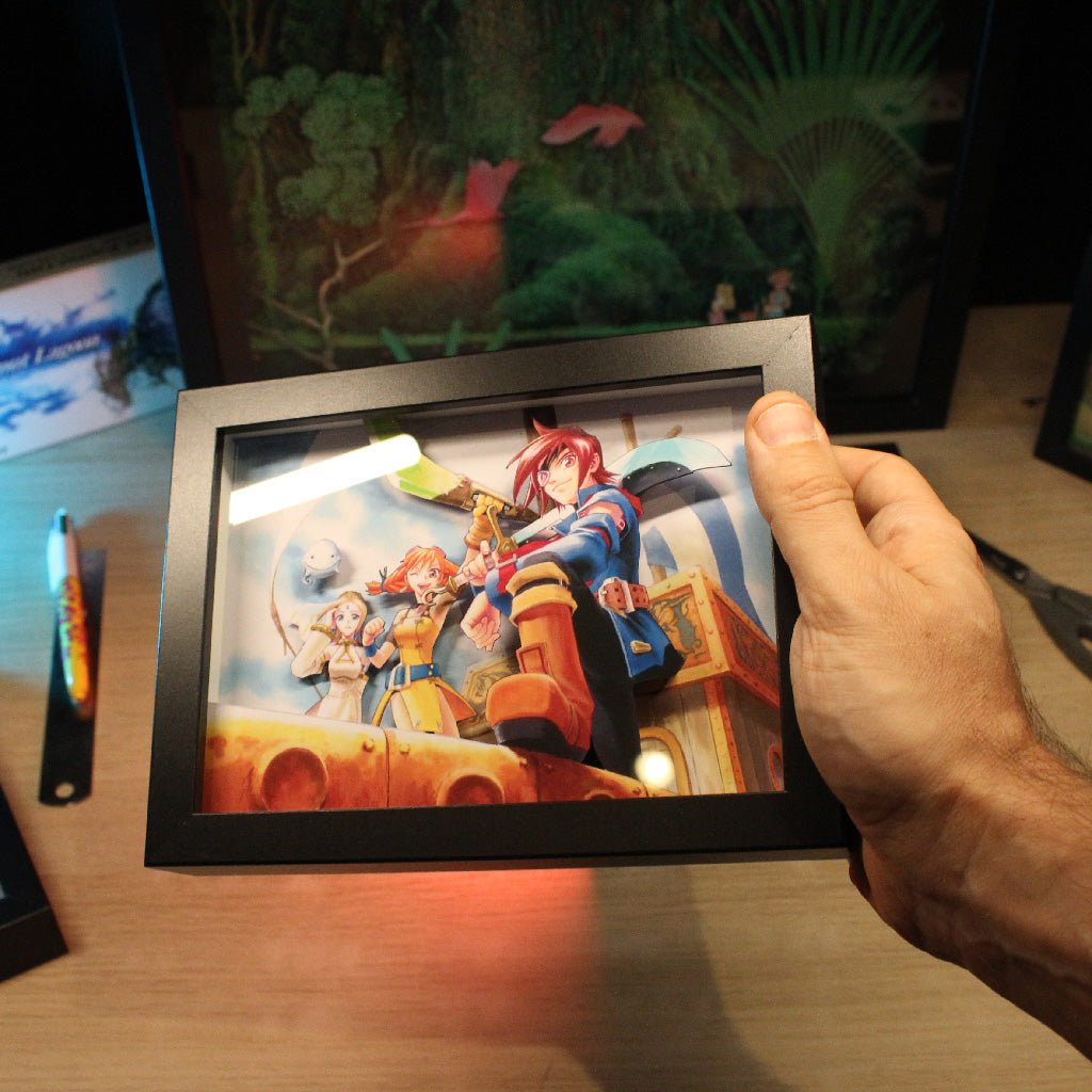 Dioramax - Cadre lumineux LED Skies of Arcadia | Déco Gaming-room | Tableau lumineux | Affiche jeux vidéo | Idée cadeau gamer | Retro-gaming