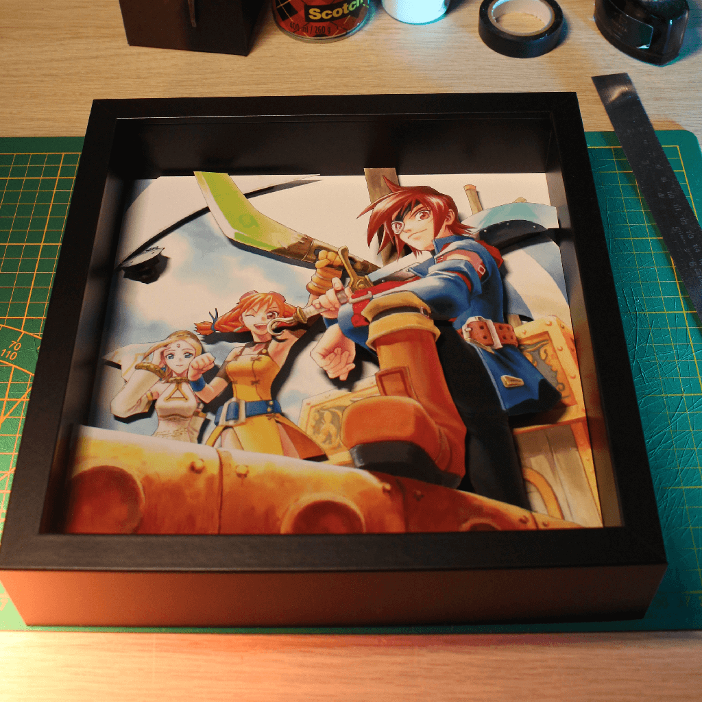 Dioramax - Cadre lumineux LED Skies of Arcadia | Déco Gaming-room | Tableau lumineux | Affiche jeux vidéo | Idée cadeau gamer | Retro-gaming
