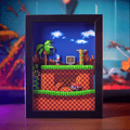 Dioramax - Cadre lumineux LED Sonic | Déco Gaming-room | Tableau lumineux | Affiche jeux vidéo | Idée cadeau gamer | Retro-gaming