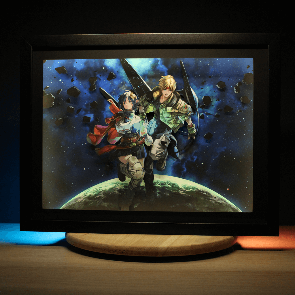 Dioramax - Cadre lumineux LED Star Ocean | Déco Gaming-room | Tableau lumineux | Affiche jeux vidéo | Idée cadeau gamer | Retro-gaming