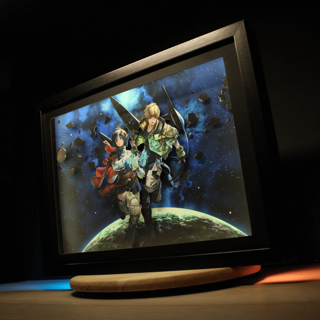 Dioramax - Cadre lumineux LED Star Ocean | Déco Gaming-room | Tableau lumineux | Affiche jeux vidéo | Idée cadeau gamer | Retro-gaming