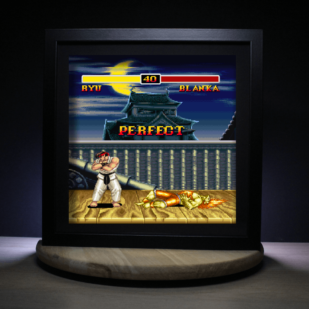 Dioramax - Cadre lumineux LED Street Fighters 2 | Déco Gaming-room | Tableau lumineux | Affiche jeux vidéo | Idée cadeau gamer | Retro-gaming