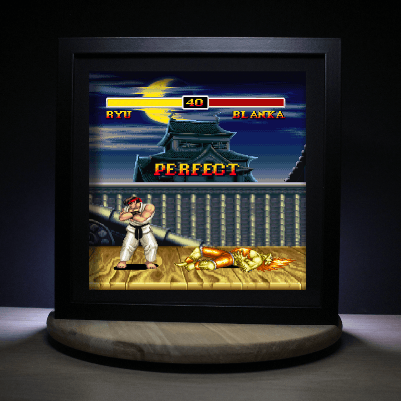 Dioramax - Cadre lumineux LED Street Fighters 2 | Déco Gaming-room | Tableau lumineux | Affiche jeux vidéo | Idée cadeau gamer | Retro-gaming