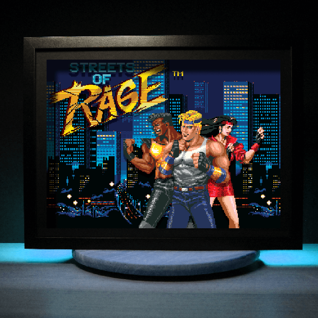 Dioramax - Cadre lumineux LED Street of Rage | Déco Gaming-room | Tableau lumineux | Affiche jeux vidéo | Idée cadeau gamer | Retro-gaming