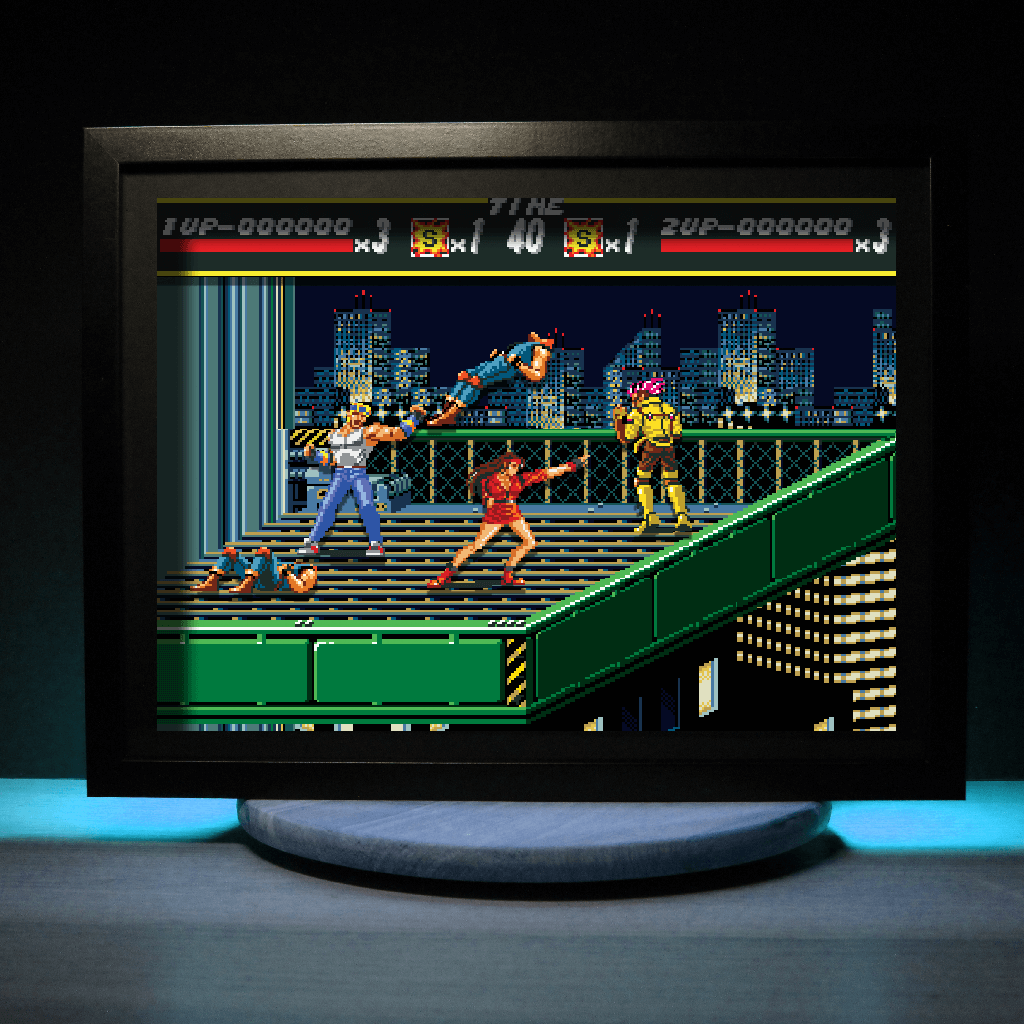 Dioramax - Cadre lumineux LED Street of Rage | Déco Gaming-room | Tableau lumineux | Affiche jeux vidéo | Idée cadeau gamer | Retro-gaming