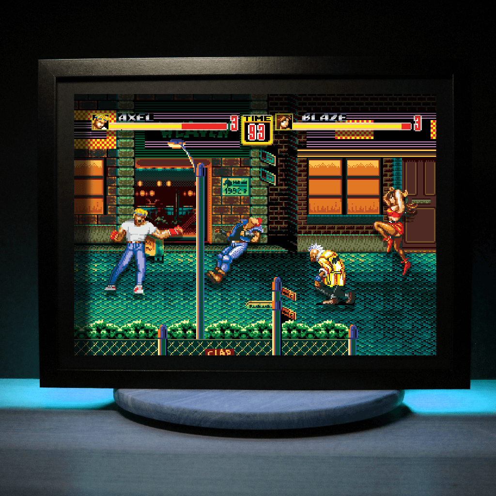 Dioramax - Cadre lumineux LED Street of rage 2 | Déco Gaming-room | Tableau lumineux | Affiche jeux vidéo | Idée cadeau gamer | Retro-gaming