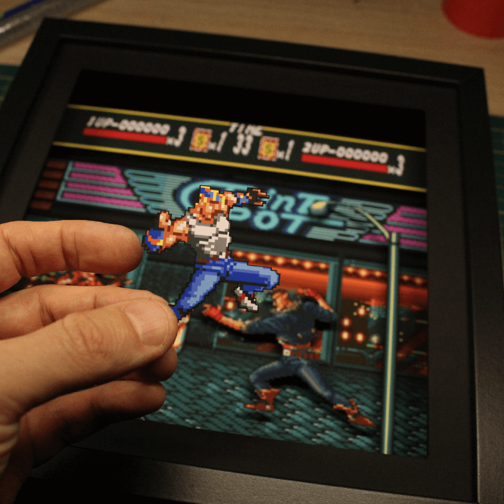Dioramax - Cadre lumineux LED Street of Rage | Déco Gaming-room | Tableau lumineux | Affiche jeux vidéo | Idée cadeau gamer | Retro-gaming