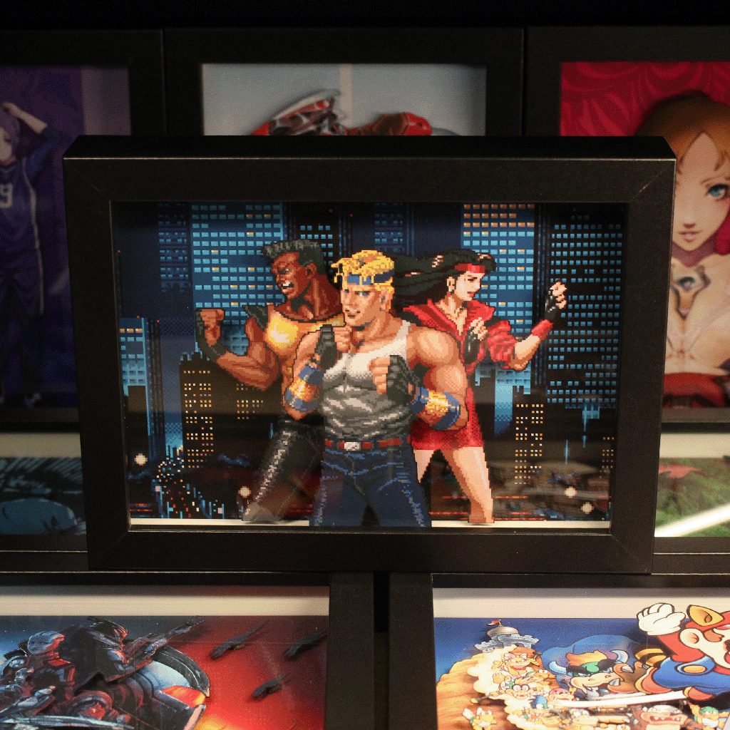 Dioramax - Cadre lumineux LED Street of Rage | Déco Gaming-room | Tableau lumineux | Affiche jeux vidéo | Idée cadeau gamer | Retro-gaming
