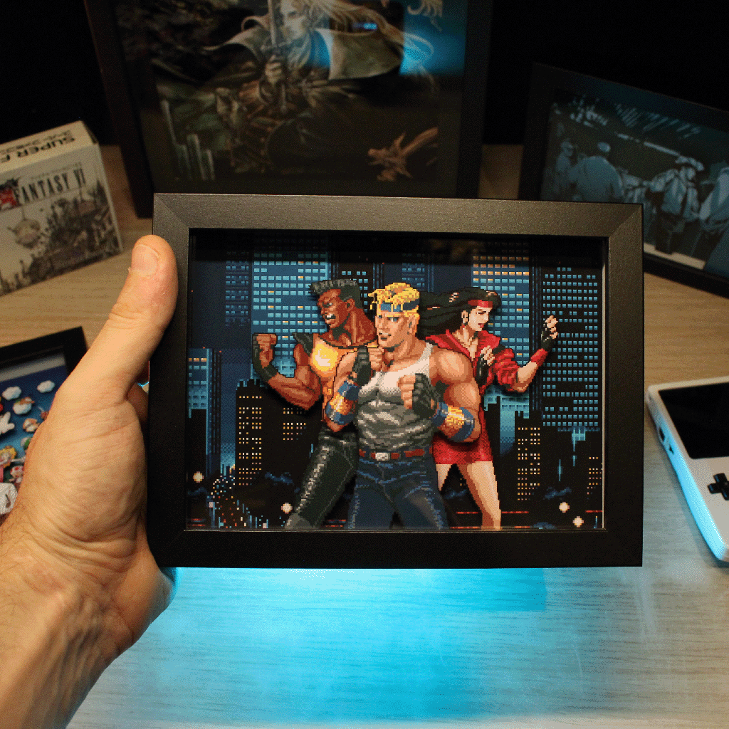 Dioramax - Cadre lumineux LED Street of Rage | Déco Gaming-room | Tableau lumineux | Affiche jeux vidéo | Idée cadeau gamer | Retro-gaming