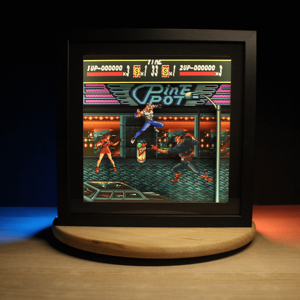 Dioramax - Cadre lumineux LED Street of Rage | Déco Gaming-room | Tableau lumineux | Affiche jeux vidéo | Idée cadeau gamer | Retro-gaming