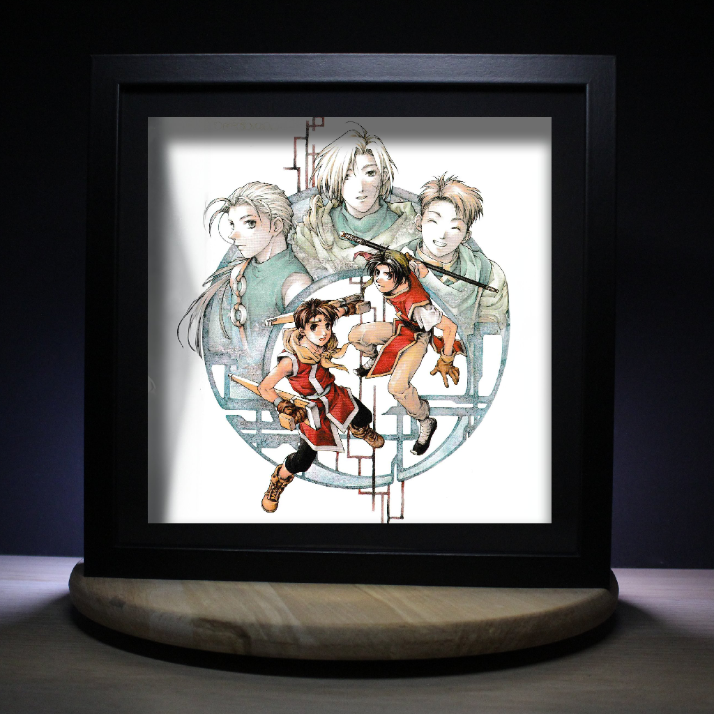 Dioramax - Cadre lumineux LED Suikoden | Déco Gaming-room | Tableau lumineux | Affiche jeux vidéo | Idée cadeau gamer | Retro-gaming