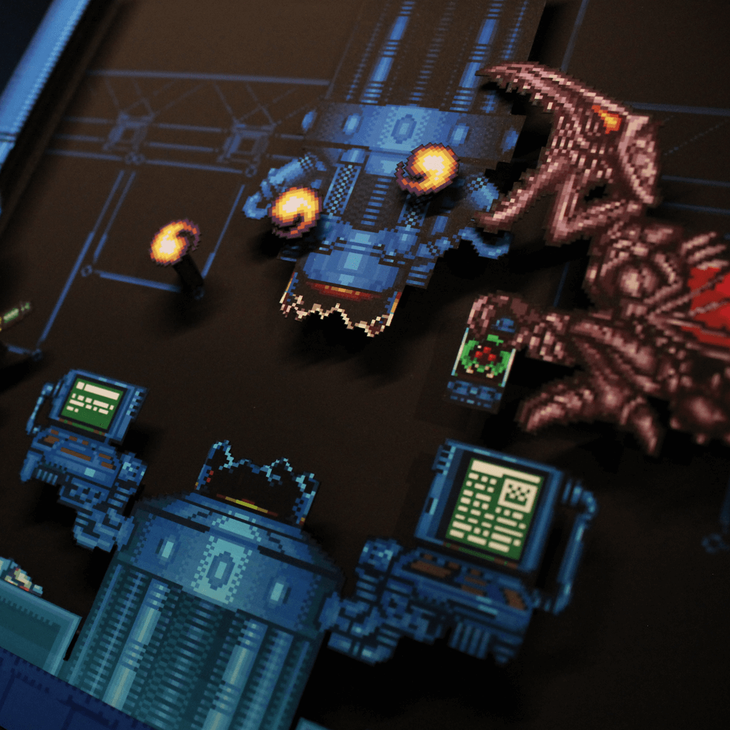 Dioramax - Cadre lumineux LED Super Metroid | Déco Gaming-room | Tableau lumineux | Affiche jeux vidéo | Idée cadeau gamer | Retro-gaming
