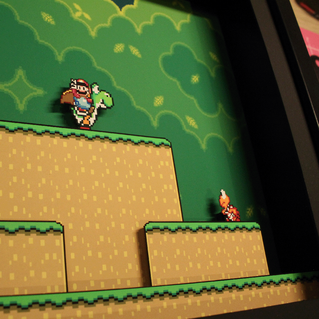 Dioramax - Cadre lumineux LED Super Mario World| Déco Gaming-room | Tableau lumineux | Affiche jeux vidéo | Idée cadeau gamer | Retro-gaming