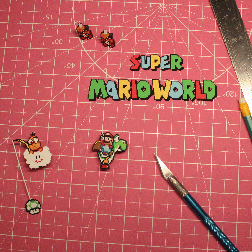 Dioramax - Cadre lumineux LED Super Mario World| Déco Gaming-room | Tableau lumineux | Affiche jeux vidéo | Idée cadeau gamer | Retro-gaming