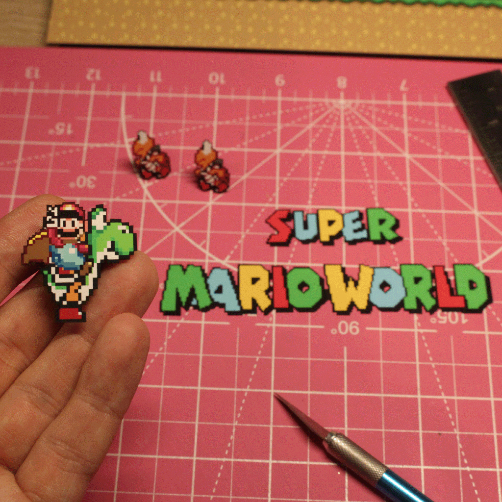 Dioramax - Cadre lumineux LED Super Mario World| Déco Gaming-room | Tableau lumineux | Affiche jeux vidéo | Idée cadeau gamer | Retro-gaming