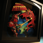 Dioramax - Cadre lumineux LED Super Metroid | Déco Gaming-room | Tableau lumineux | Affiche jeux vidéo | Idée cadeau gamer | Retro-gaming