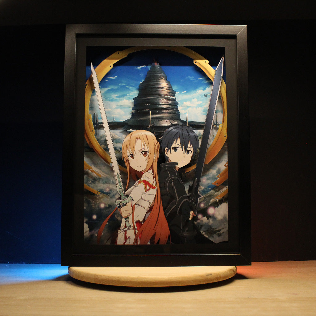 Dioramax - Cadre lumineux LED SAO | Déco Gaming-room | Tableau lumineux | Affiche jeux vidéo | Idée cadeau gamer | Retro-gaming