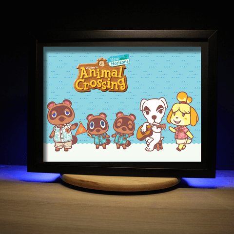Diorama lumineux Animal Crossing, déco gaming room, cadre lumineux