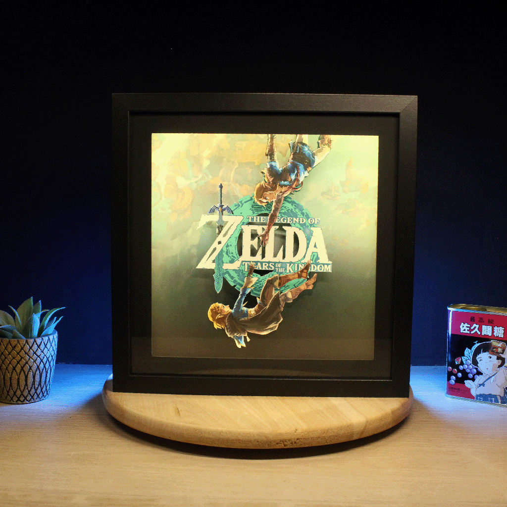 Dioramax - Cadre lumineux LED Zelda TOTK | Déco Gaming-room | Tableau lumineux | Affiche jeux vidéo | Idée cadeau gamer | Retro-gaming