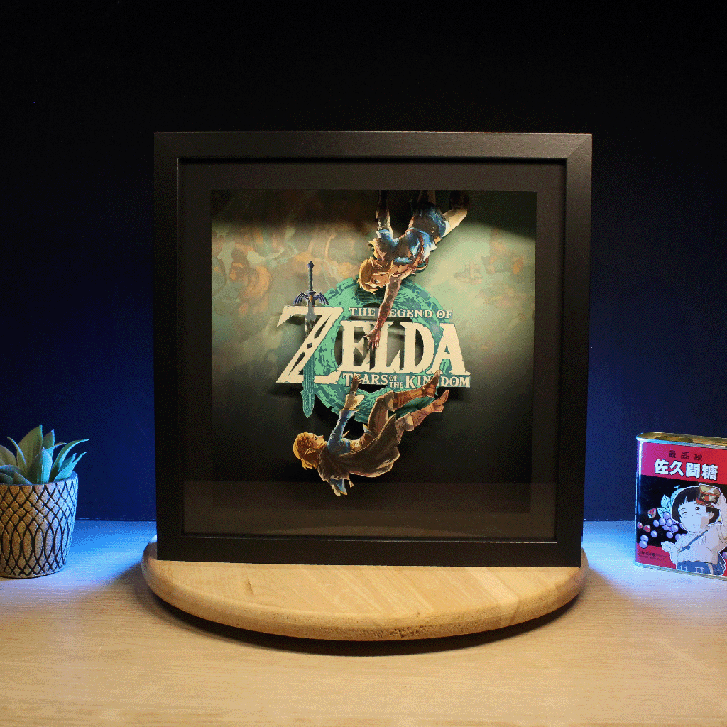 Dioramax - Cadre lumineux LED Zelda TOTK | Déco Gaming-room | Tableau lumineux | Affiche jeux vidéo | Idée cadeau gamer | Retro-gaming