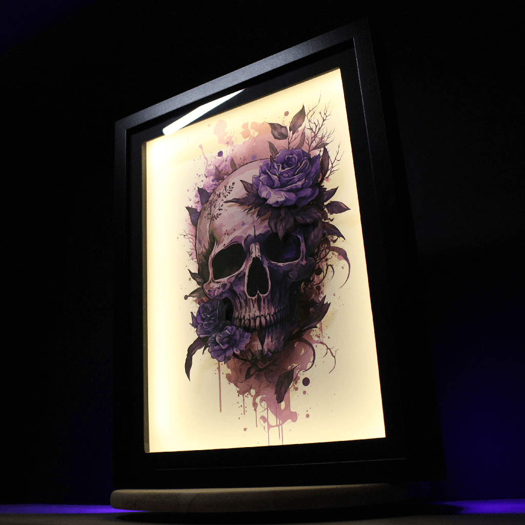 Dioramax - Cadre lumineux Mort | Déco Gaming-room | Tableau lumineux | Affiche jeux vidéo | Idée cadeau gamer | Retro-gaming