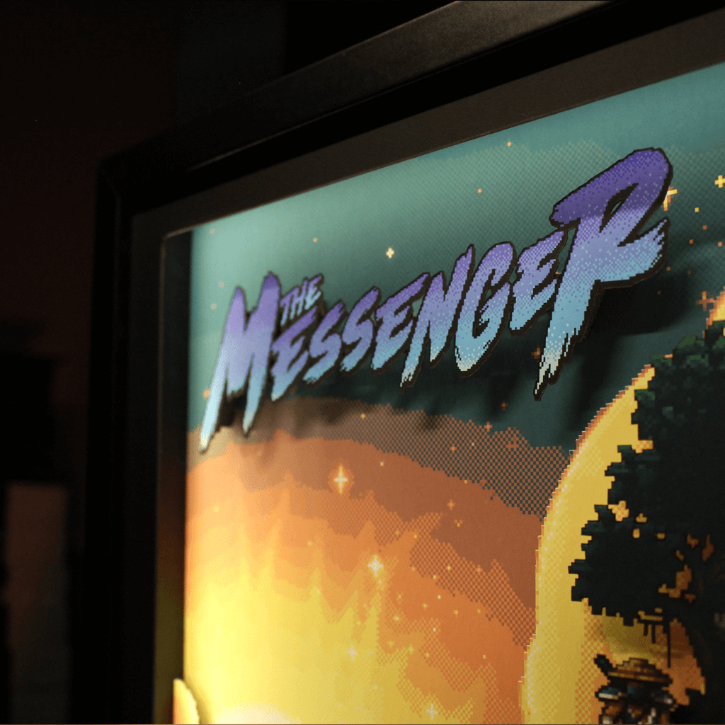 Dioramax - Cadre lumineux LED The Messenger | Déco Gaming-room | Tableau lumineux | Affiche jeux vidéo | Idée cadeau gamer | Retro-gaming