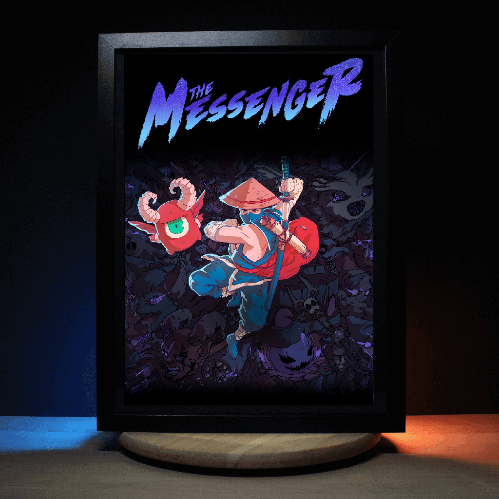 Dioramax - Cadre lumineux LED The messenger | Déco Gaming-room | Tableau lumineux | Affiche jeux vidéo | Idée cadeau gamer | Retro-gaming
