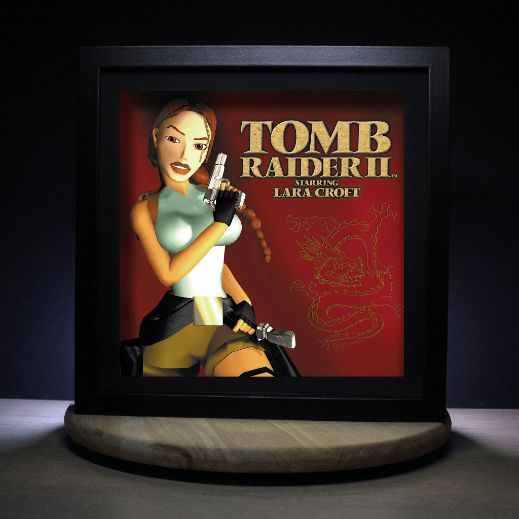 Dioramax - Cadre lumineux LED Tomb Raider 2 | Déco Gaming-room | Tableau lumineux | Affiche jeux vidéo | Idée cadeau gamer | Retro-gaming