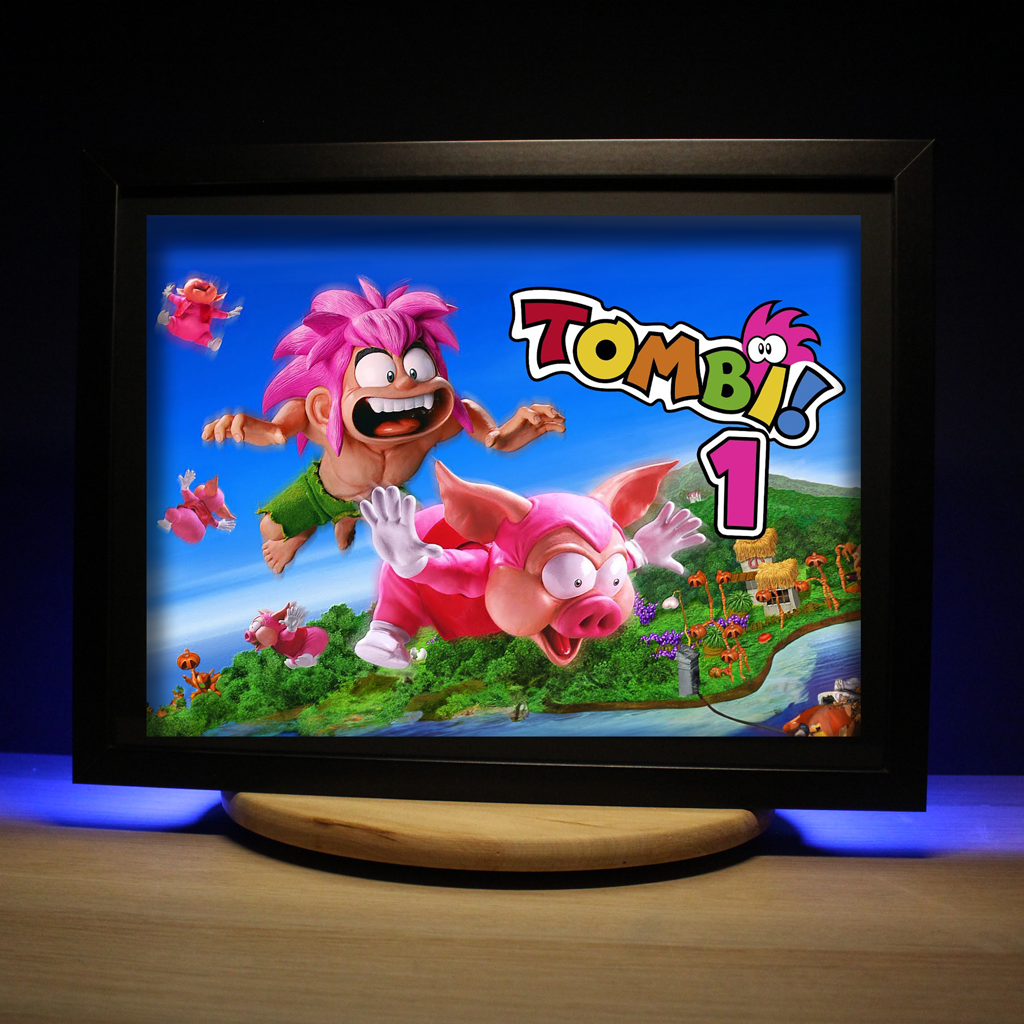 Dioramax - Cadre lumineux LED Tombi | Déco Gaming-room | Tableau lumineux | Affiche jeux vidéo | Idée cadeau gamer | Retro-gaming