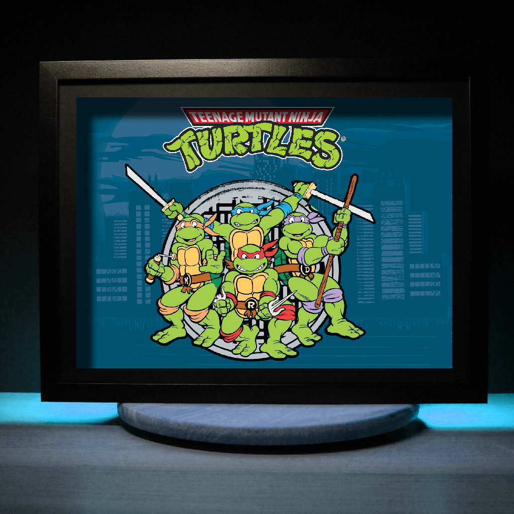 Dioramax - Cadre lumineux LED Tortues Ninja | Déco Gaming-room | Tableau lumineux | Affiche jeux vidéo | Idée cadeau gamer | Retro-gaming