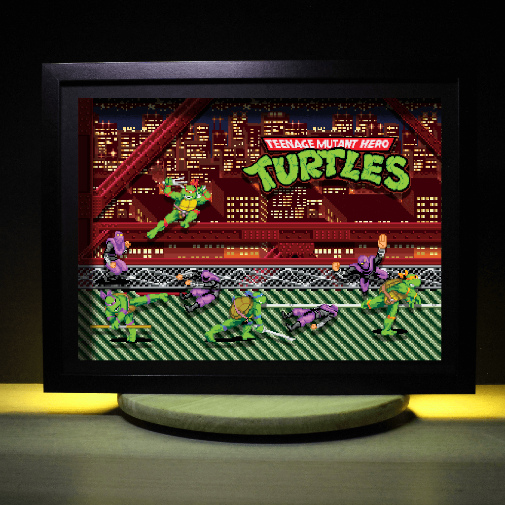 Dioramax - Cadre lumineux LED Tortues Ninja | Déco Gaming-room | Tableau lumineux | Affiche jeux vidéo | Idée cadeau gamer | Retro-gaming