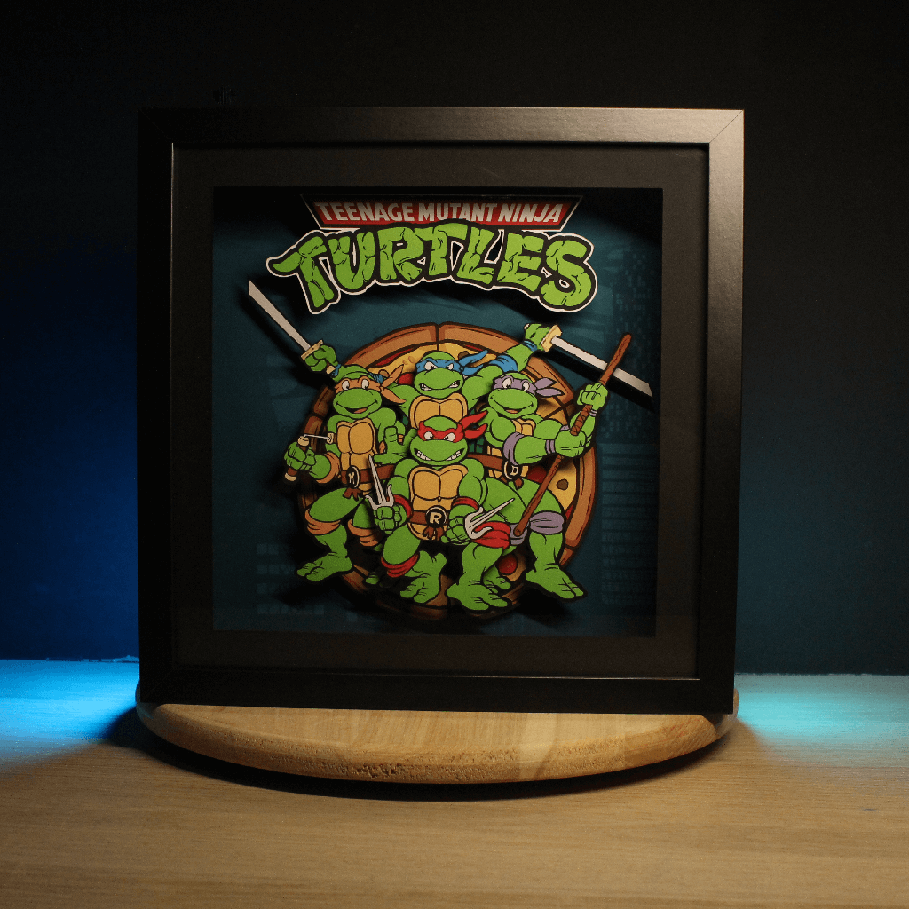 Dioramax - Cadre lumineux LED Tortues Ninja | Déco Gaming-room | Tableau lumineux | Affiche jeux vidéo | Idée cadeau gamer | Retro-gaming