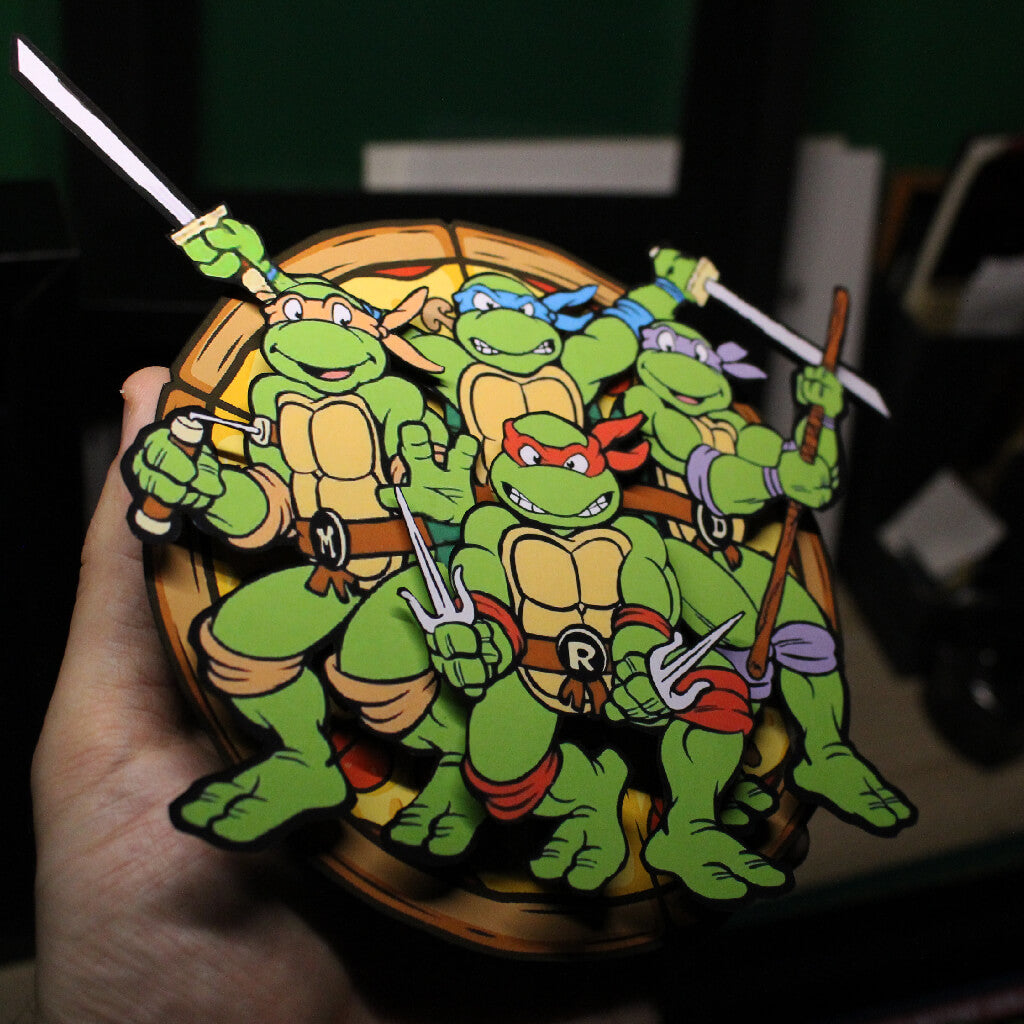 Dioramax - Cadre lumineux LED Tortues Ninja | Déco Gaming-room | Tableau lumineux | Affiche jeux vidéo | Idée cadeau gamer | Retro-gaming