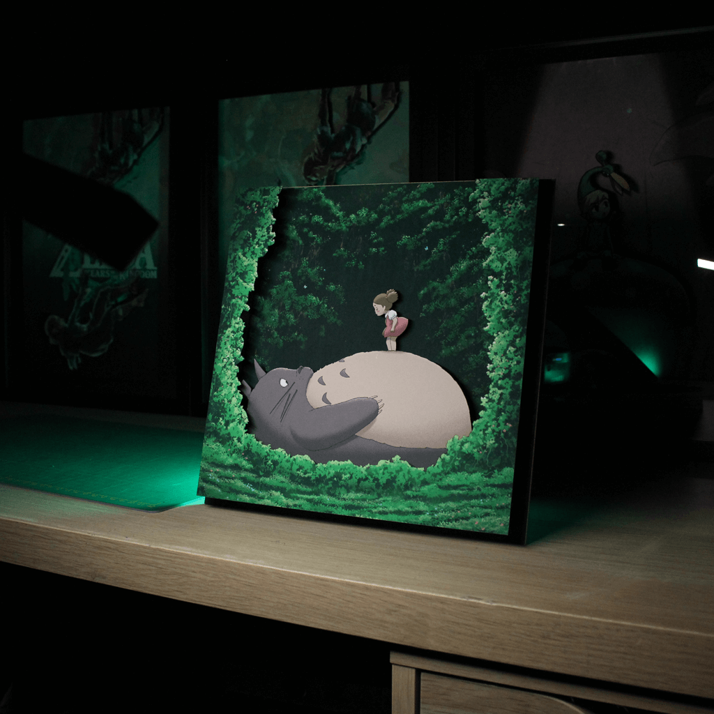 Dioramax - Cadre lumineux LED Totoro | Déco Gaming-room | Tableau lumineux | Affiche jeux vidéo | Idée cadeau gamer | Retro-gaming