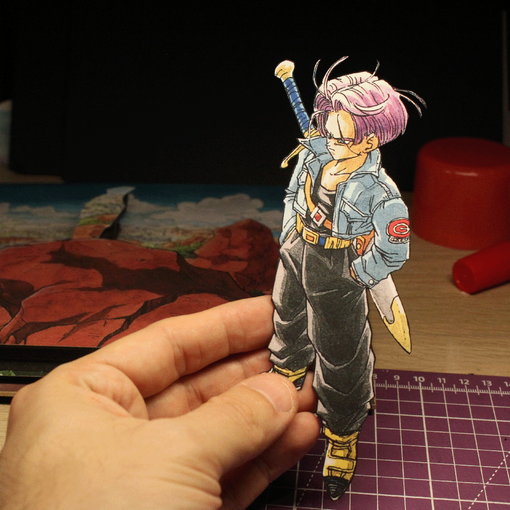 Dioramax - Cadre lumineux LED Dragon Ball Trunks | Déco Gaming-room | Tableau lumineux | Affiche jeux vidéo | Idée cadeau gamer | Retro-gaming