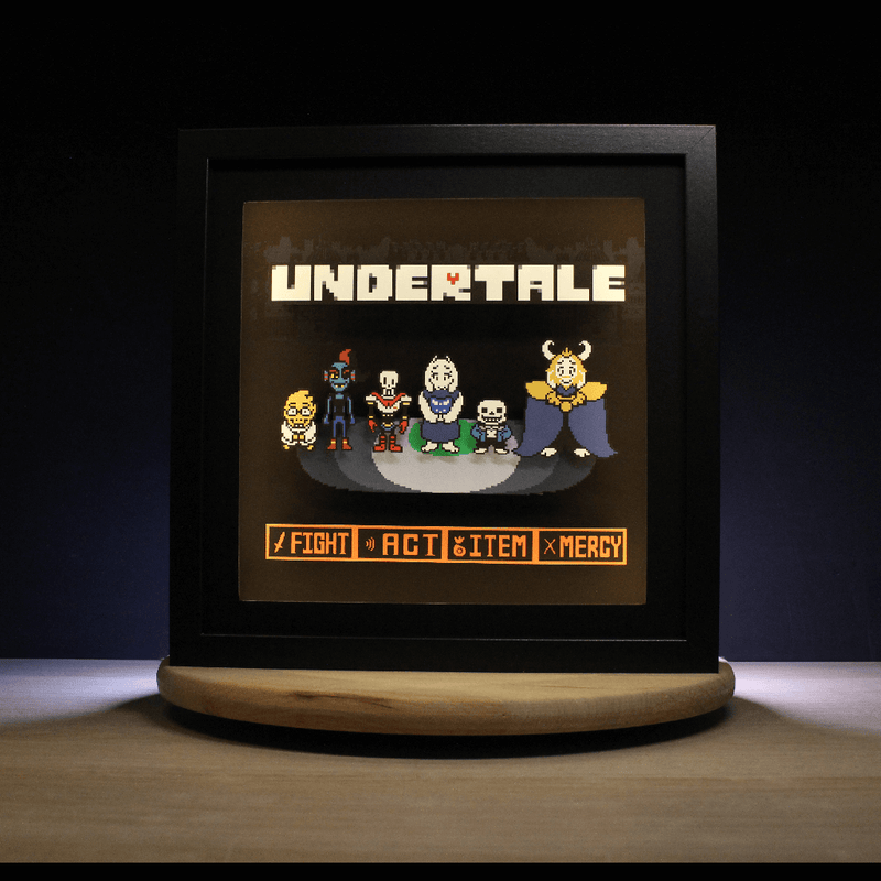 Dioramax - Cadre lumineux LED Undertale | Déco Gaming-room | Tableau lumineux | Affiche jeux vidéo | Idée cadeau gamer | Retro-gaming
