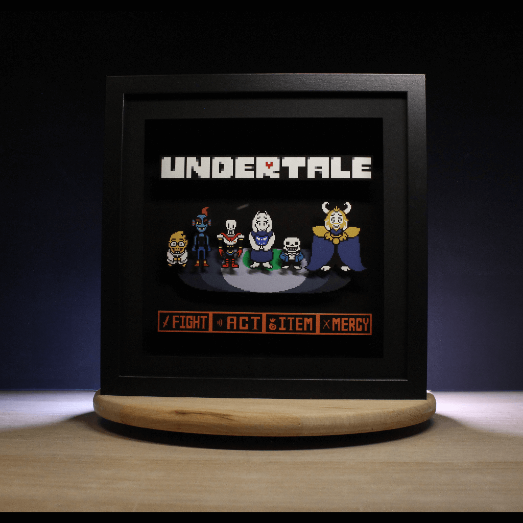 Dioramax - Cadre lumineux LED Undertale | Déco Gaming-room | Tableau lumineux | Affiche jeux vidéo | Idée cadeau gamer | Retro-gaming