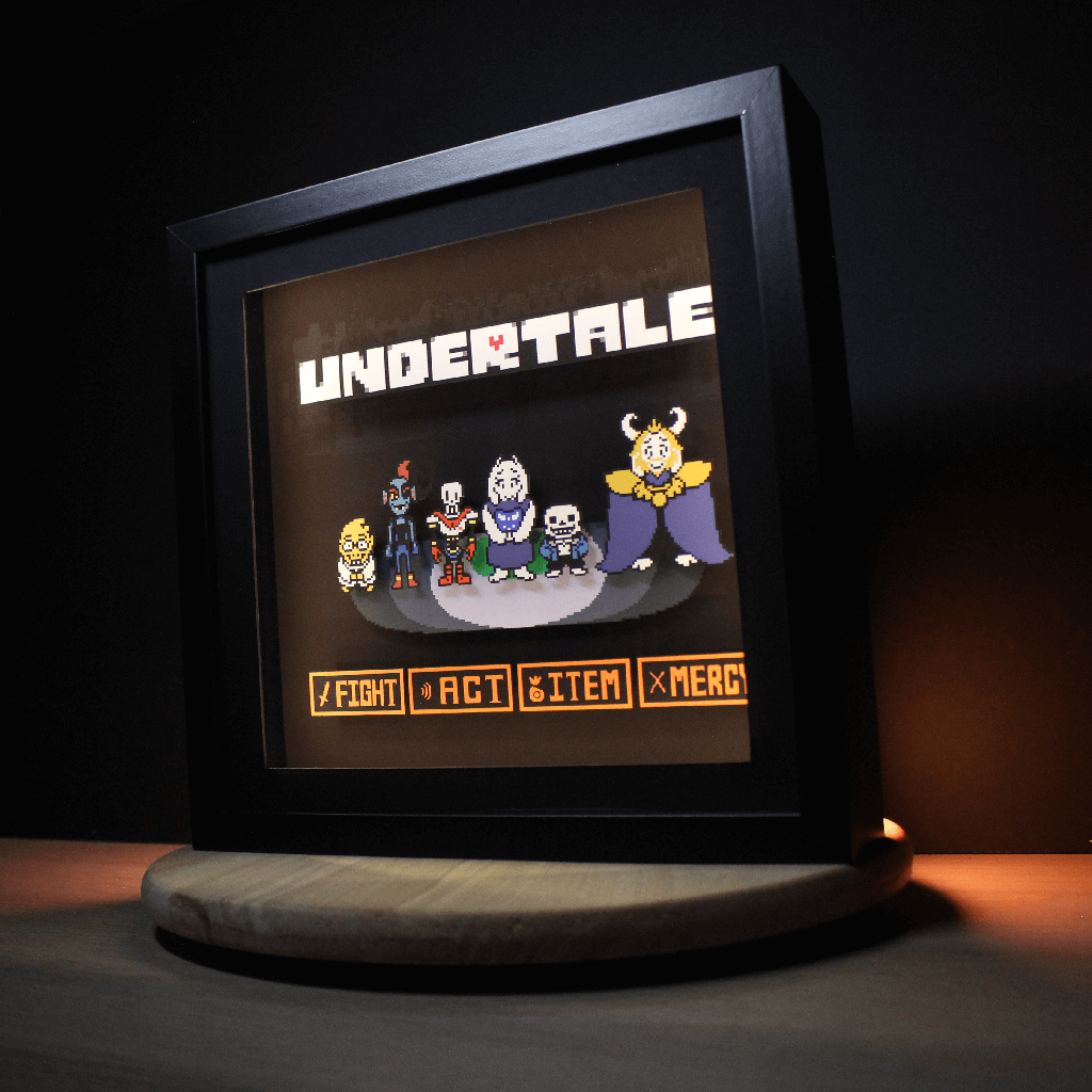 Dioramax - Cadre lumineux LED Undertale | Déco Gaming-room | Tableau lumineux | Affiche jeux vidéo | Idée cadeau gamer | Retro-gaming