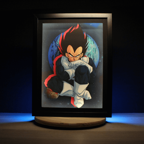 Diorama Vegeta, cadre lumineux, déco gaming room