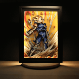 Diorama Vegeta Dragon Ball, déco gaming room dbz, cadre lumineux dbz