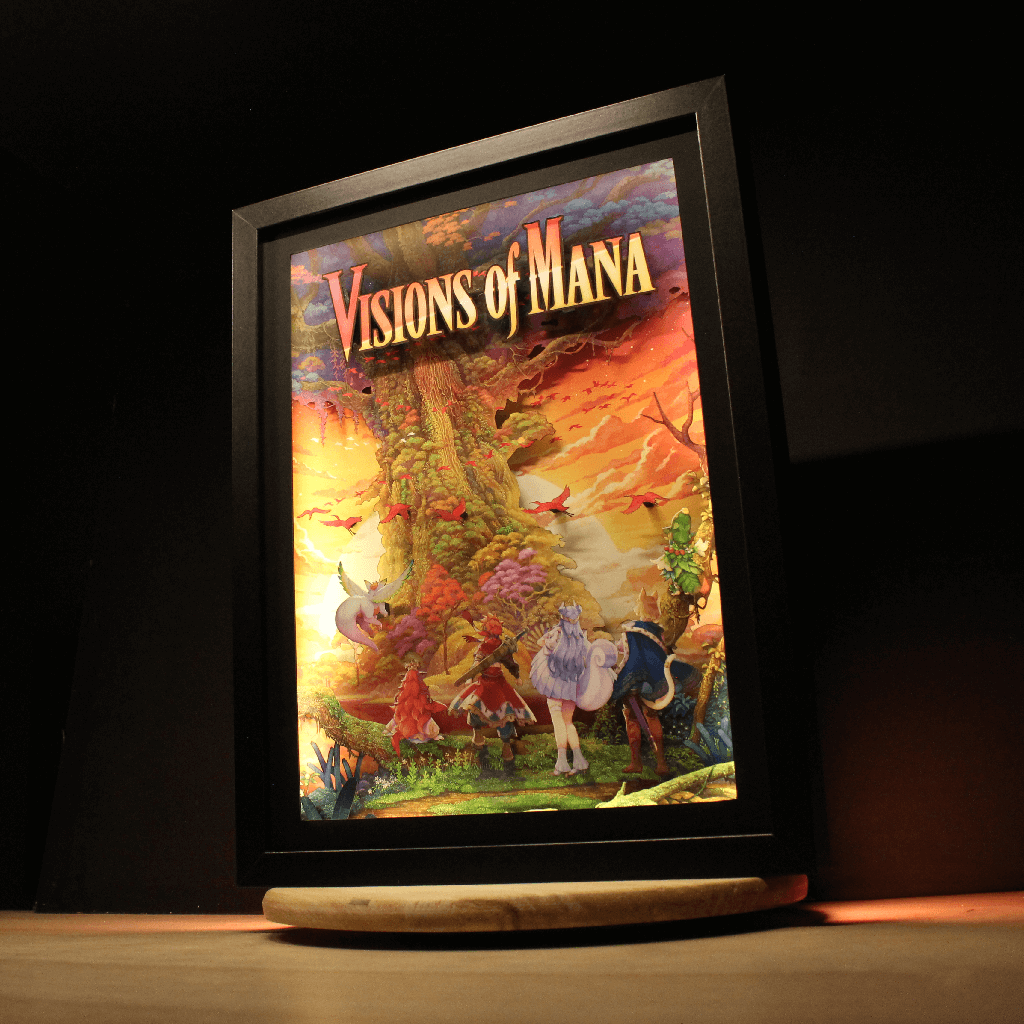 Dioramax - Cadre lumineux LED Vision of Mana | Déco Gaming-room | Tableau lumineux | Affiche jeux vidéo | Idée cadeau gamer | Retro-gaming