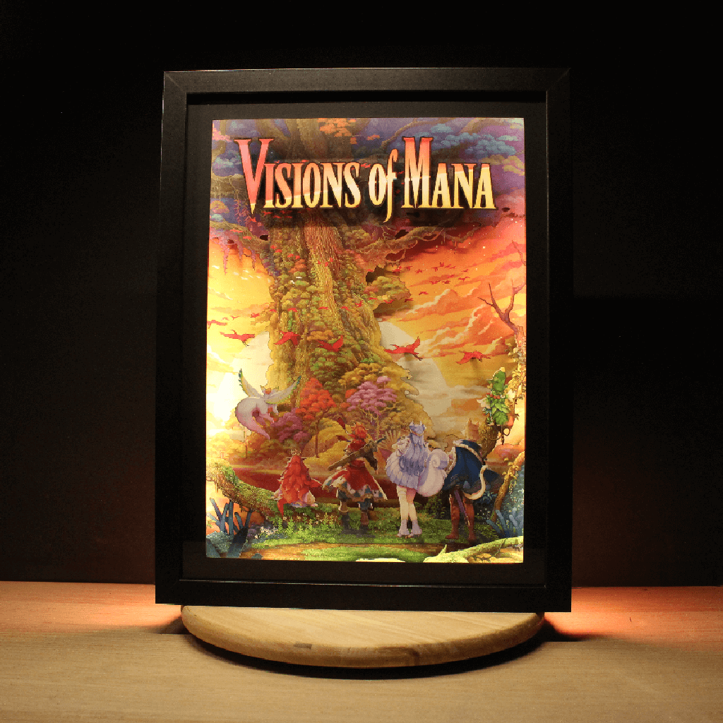 Dioramax - Cadre lumineux LED Vision of Mana | Déco Gaming-room | Tableau lumineux | Affiche jeux vidéo | Idée cadeau gamer | Retro-gaming
