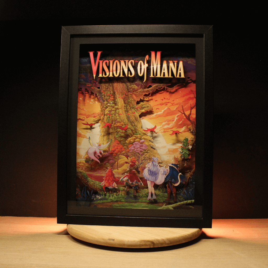 Dioramax - Cadre lumineux LED Vision of Mana | Déco Gaming-room | Tableau lumineux | Affiche jeux vidéo | Idée cadeau gamer | Retro-gaming