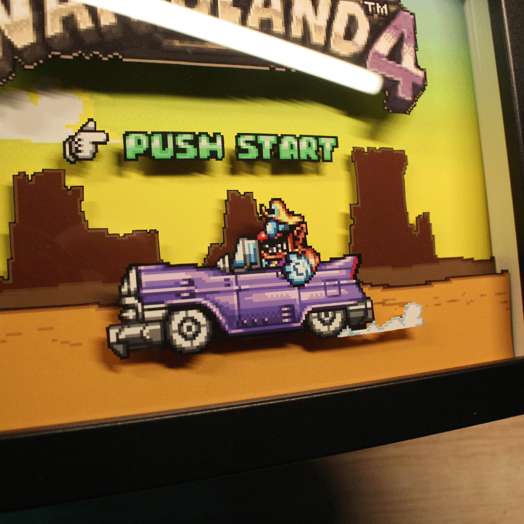 Dioramax - Cadre lumineux LED Warioland4| Déco Gaming-room | Tableau lumineux | Affiche jeux vidéo | Idée cadeau gamer | Retro-gaming