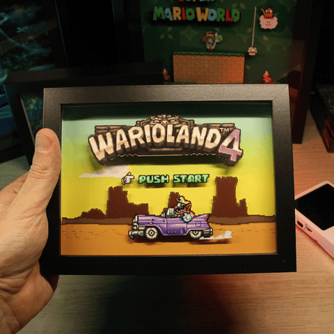 Dioramax - Cadre lumineux LED Warioland4| Déco Gaming-room | Tableau lumineux | Affiche jeux vidéo | Idée cadeau gamer | Retro-gaming