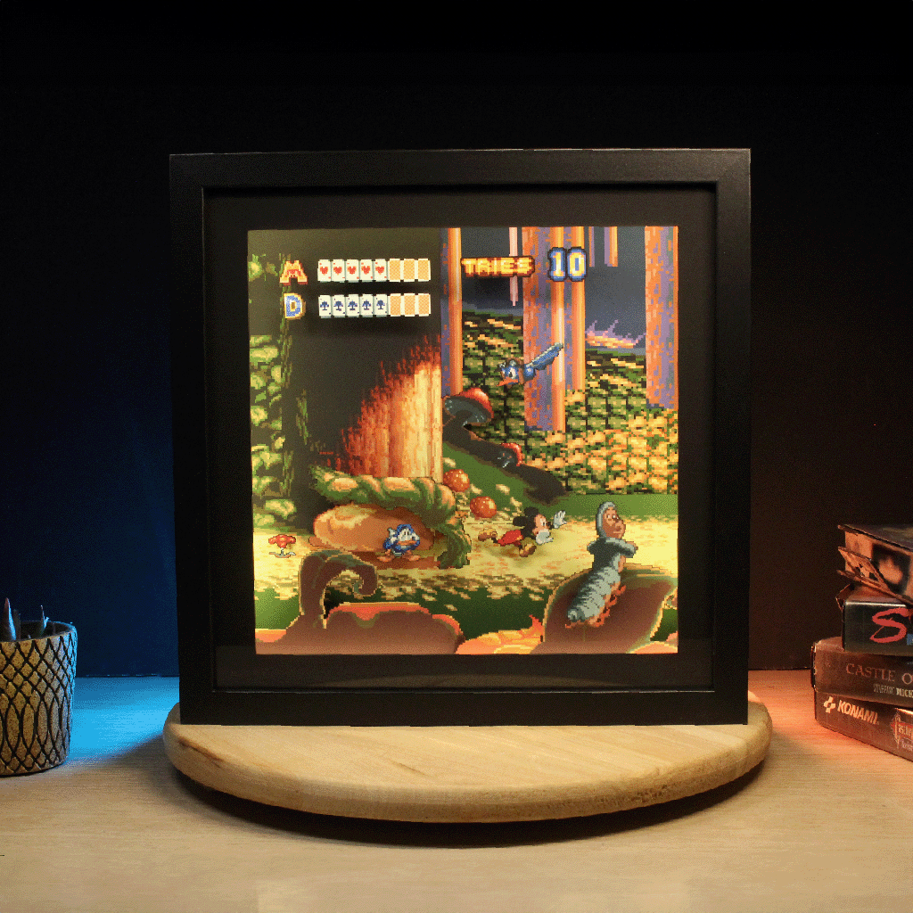 Dioramax - Cadre lumineux World of illussion | Déco Gamingroom | Tableau Final Fantasy VII | Affiche jeux vidéo | Idée cadeau gamer