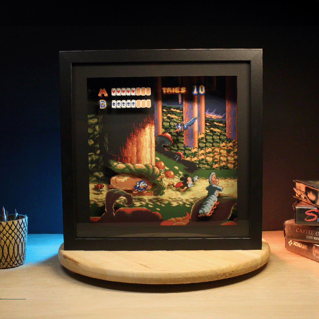 Dioramax - Cadre lumineux World of illussion | Déco Gamingroom | Tableau Final Fantasy VII | Affiche jeux vidéo | Idée cadeau gamer
