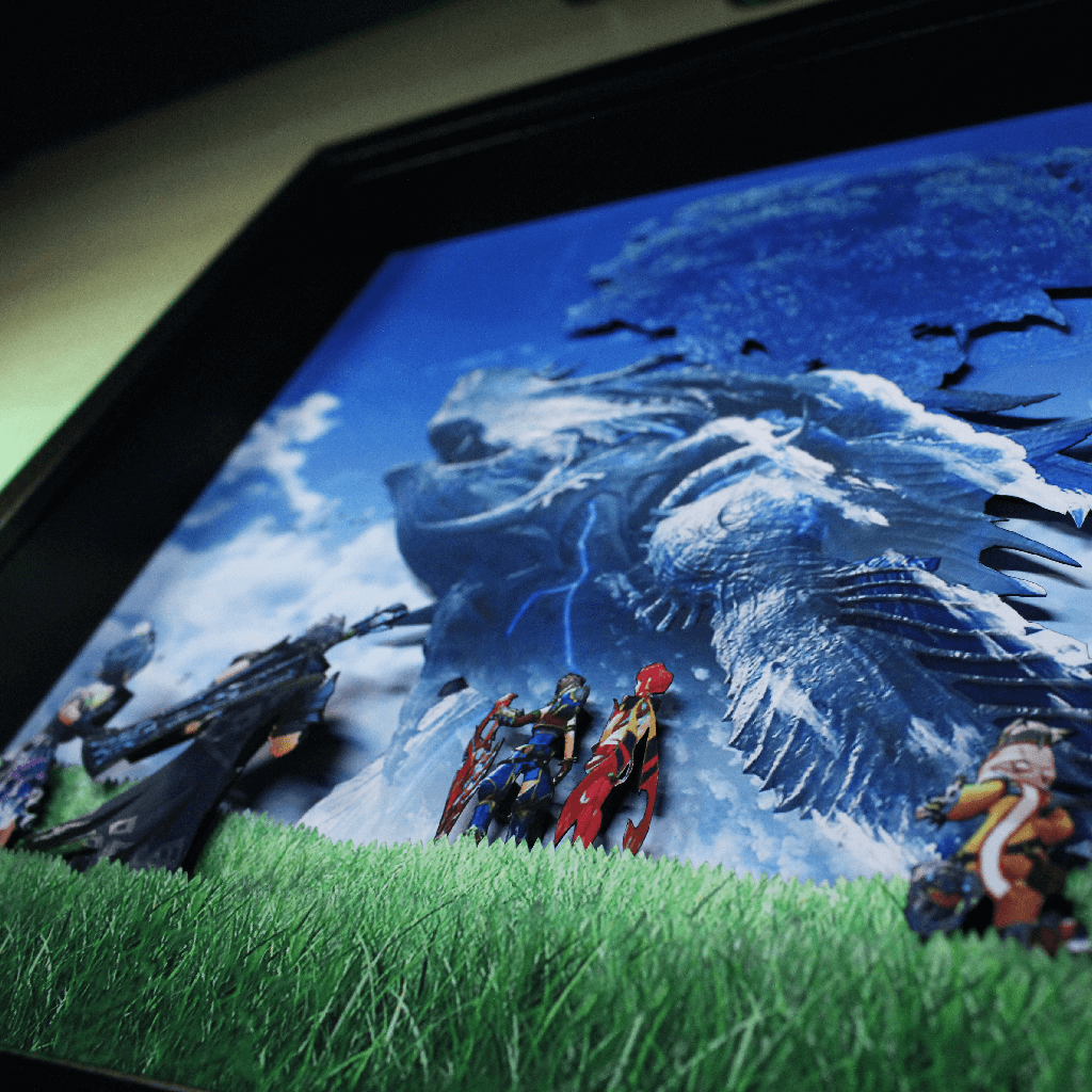 Dioramax - Cadre lumineux Xenoblade 2| Déco Gaming-room | Tableau lumineux | Affiche jeux vidéo | Idée cadeau gamer | Retro-gaming