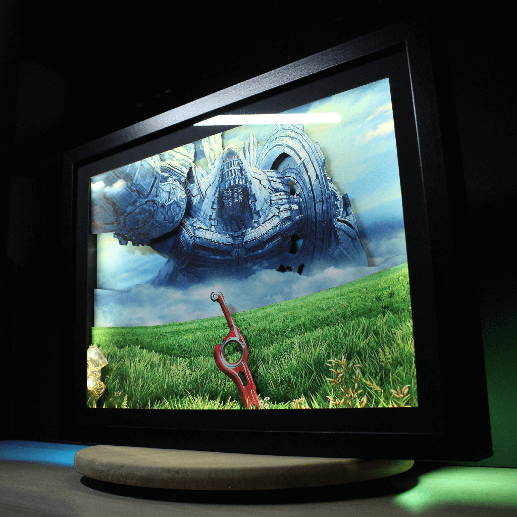 Dioramax - Cadre lumineux LED Xenoblade | Déco Gaming-room | Tableau lumineux | Affiche jeux vidéo | Idée cadeau gamer | Retro-gaming